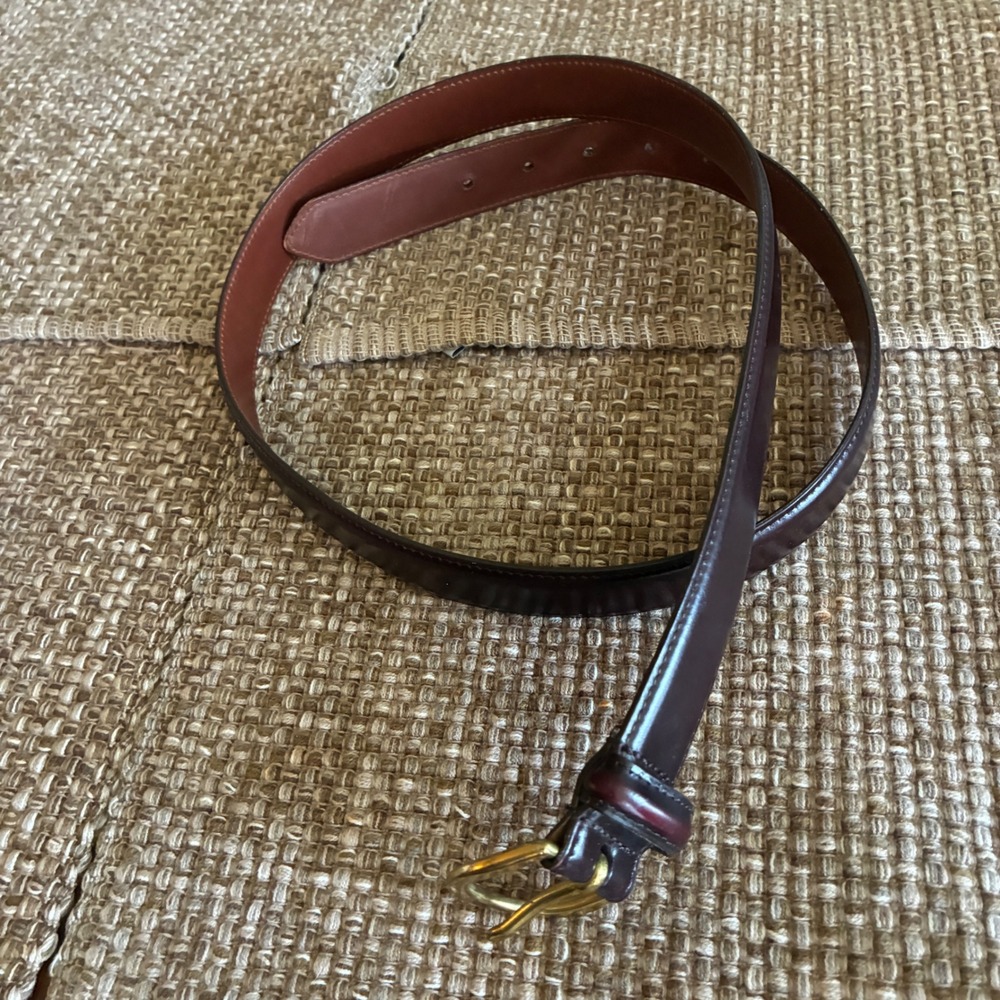 Vintage Coach Dress Belt Mens 40  Polished Cowhide Solid Brass 3921 USA Made 90s